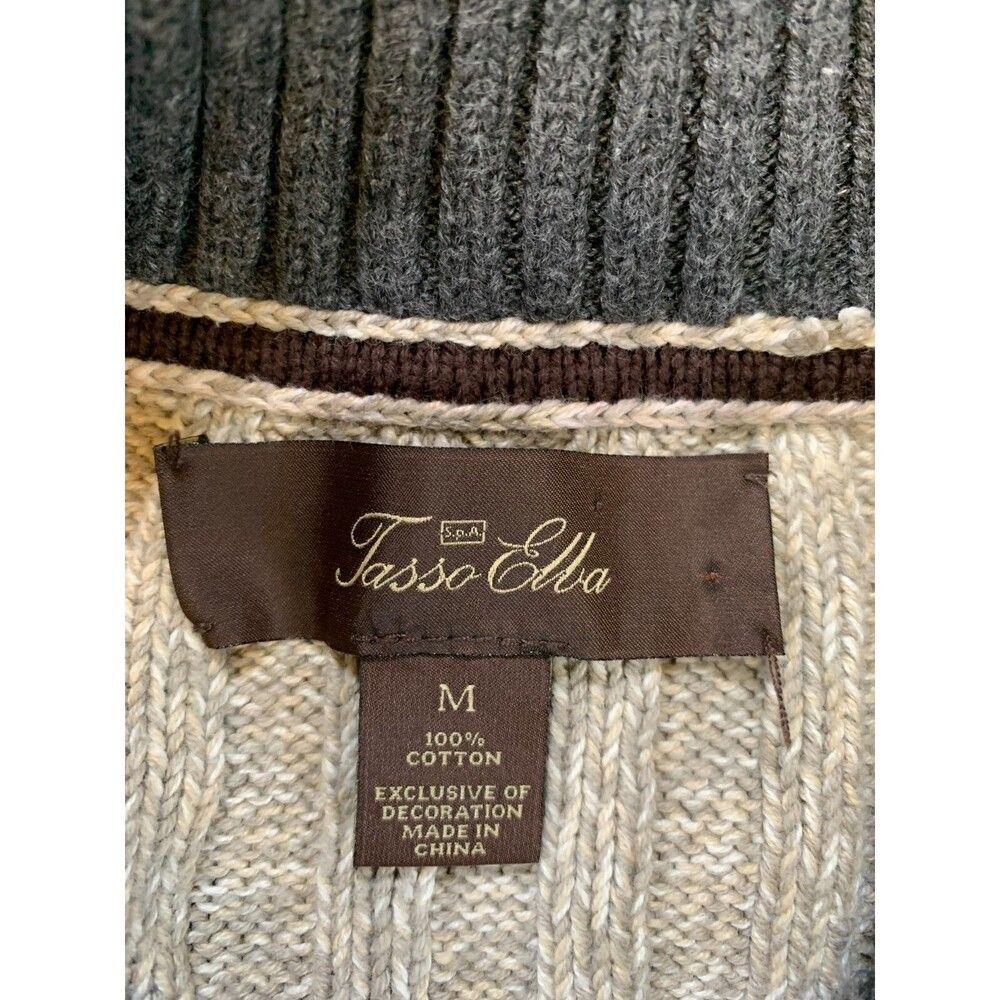 Tasso Elba Sweater Mens M Cable Chunky Henley Fisherman Long Sleeve Pullover - Picture 6 of 6
